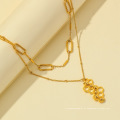 colares femininos com pingente de ouro, colares com charme multicamadas para senhora criativa